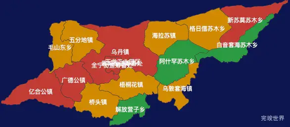 echarts赤峰市翁牛特旗geoJson地图全局颜色渐变